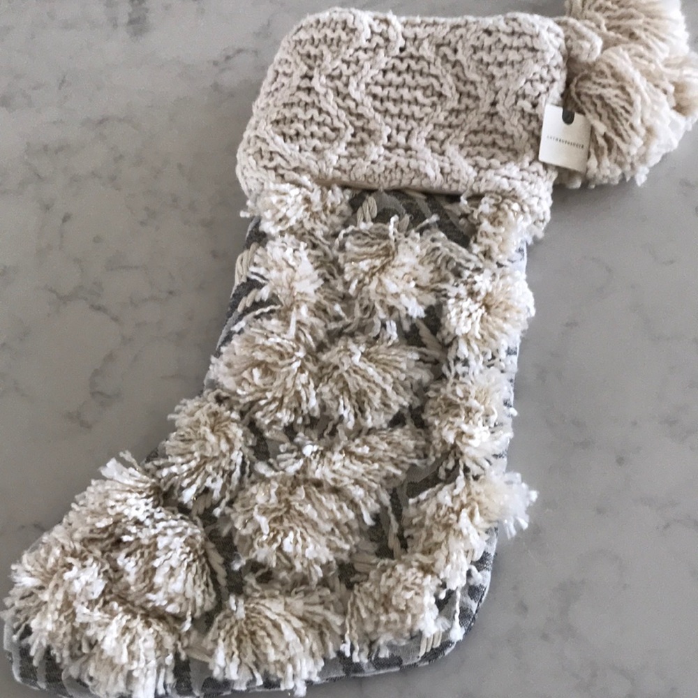 Anthropologie Pom Pom Stocking